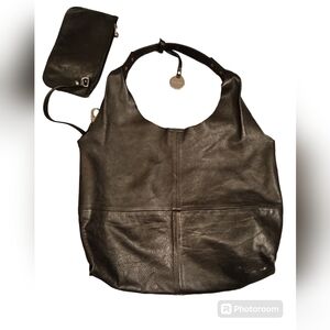 Pulicati Butter Soft Black Italian Leather Hobo Bag Logo Charm attached …